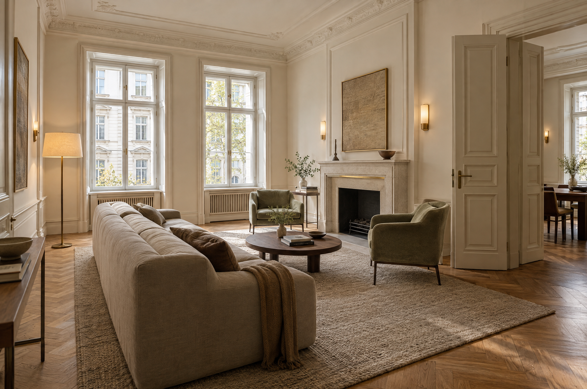 Salon mit Stuck und Parkett