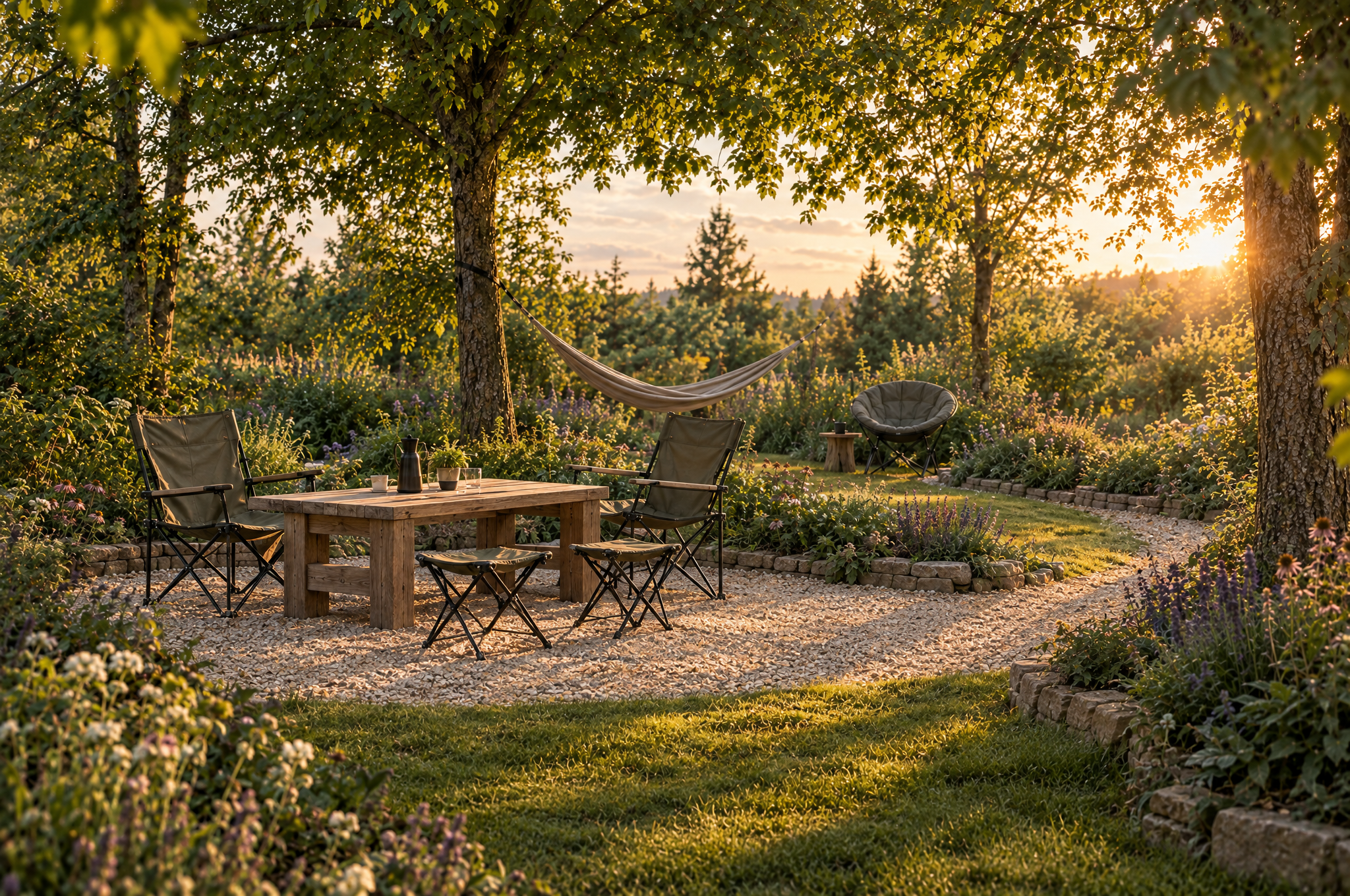 Picknickplatz mit Campinghockern